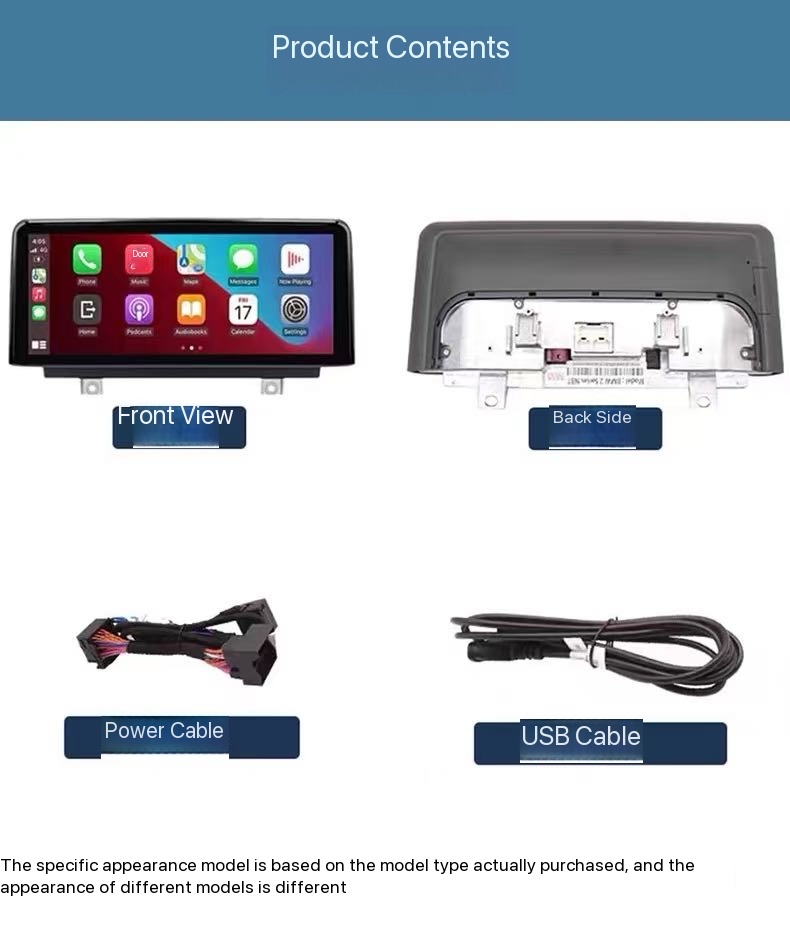BMW CarPlay screen package contents front view back side power cable USB cable